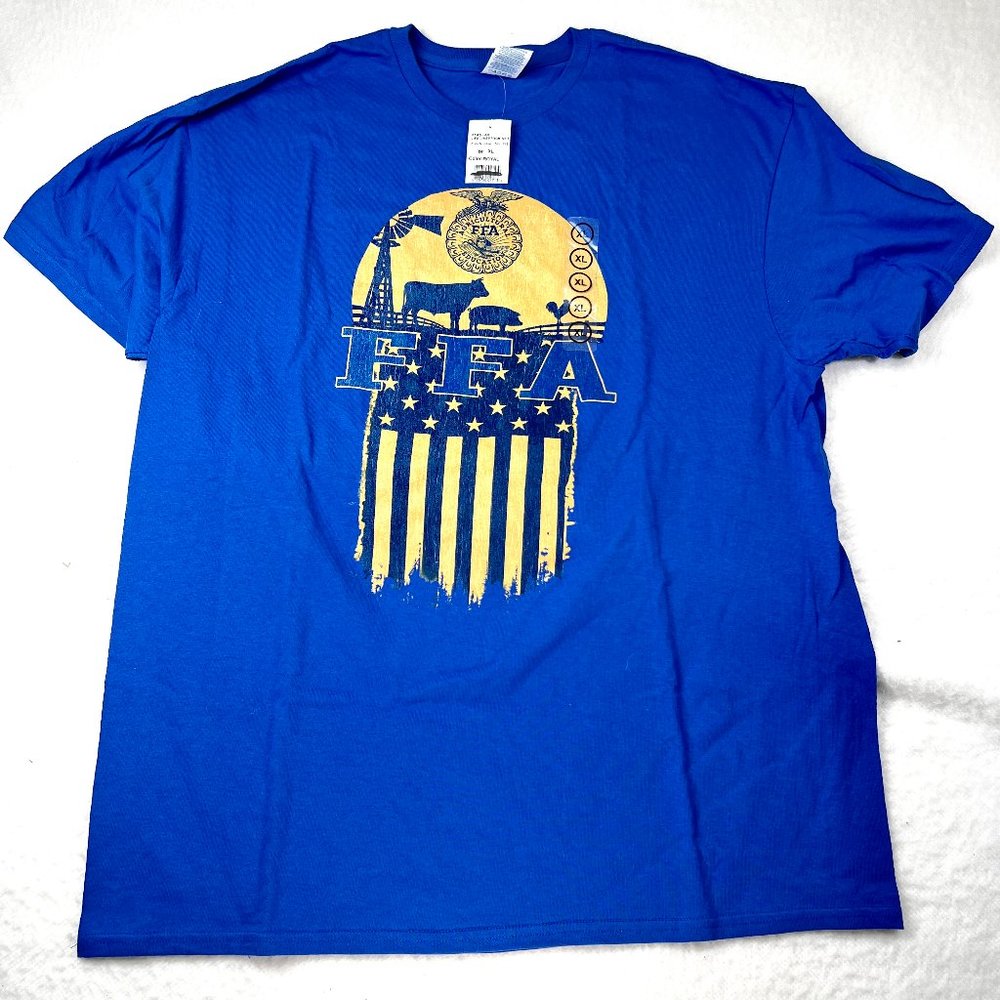 NWT FFA Future Farmers of America t-shirt Sz XL  Bright Blue Gold Agricultural
